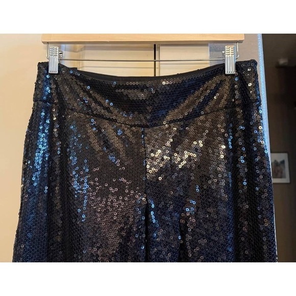 Women's Black White House Legacy Black Market Sequin Wide Leg Pants-Size 6 - Picture 4 of 9